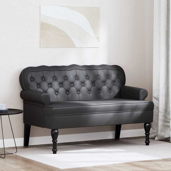 vidaXL Chesterfield Bank Schwarz 119,5 x 64,5 x 75 cm Kunstleder, 42019299