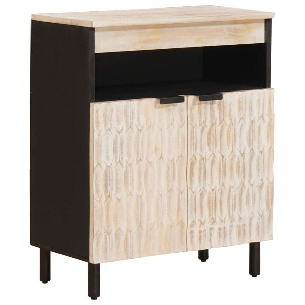 vidaXL Sideboard mit Tür Weiße gewaschene Oberfläche 60 x 33,5 x 75 cm, 4017889