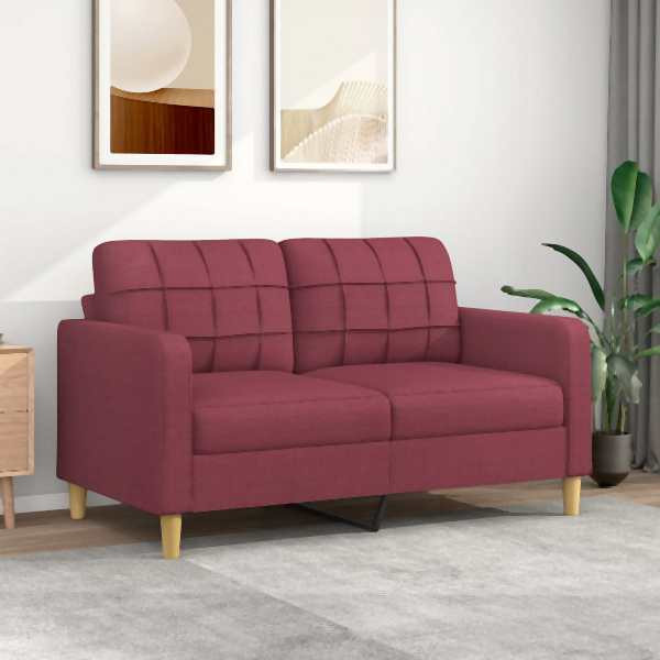 vidaXL 2-Sitzer-Sofa Weinrot 140 cm Stoff, Füllung: Schaumstoff, 359097