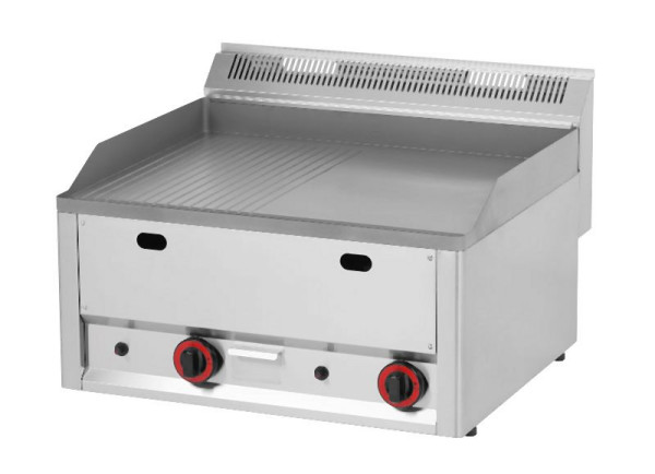 RM Thermik Serie 600, Gas-Grillplatte, 660x600x290 mm, glatte/gerillte Grillfläche, FTHR-60GL