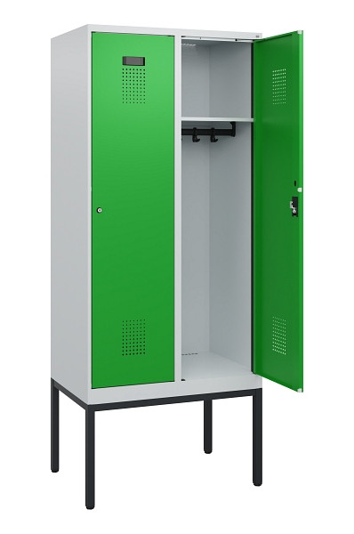 C+P Spind Evolo PLUS, Gestell, 2 Abteile, 1950x800x500mm, 7035/6037, Zylinderschloss, 0490305-22 S10038