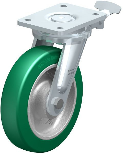 Blickle LO-GST 200K-RI4 Stahlgeschweißte Schwerlast-Lenkrolle, Blickle Softhane®, Grün, 852413