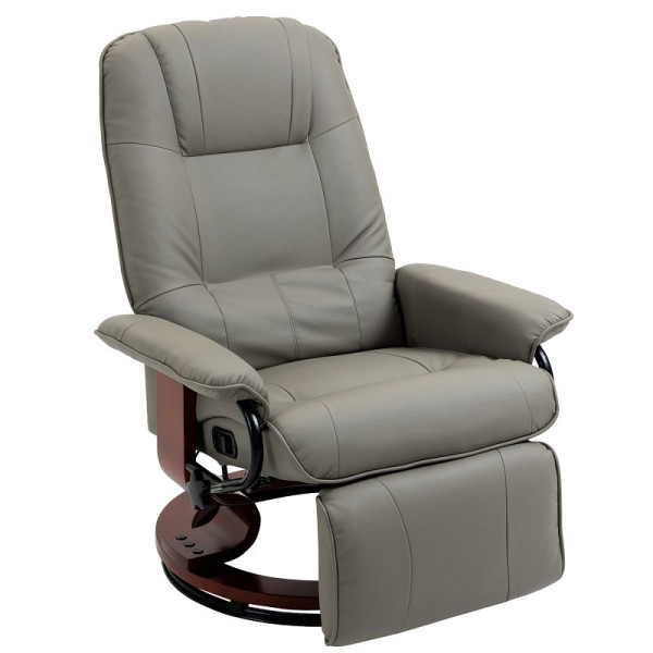 HOMCOM Relaxsessel Fernsehsessel Liegesessel Kunstleder 360° Drehstuhl 145° neigbar Grau 78 x 87 x 100 cm, 833-621V01GY