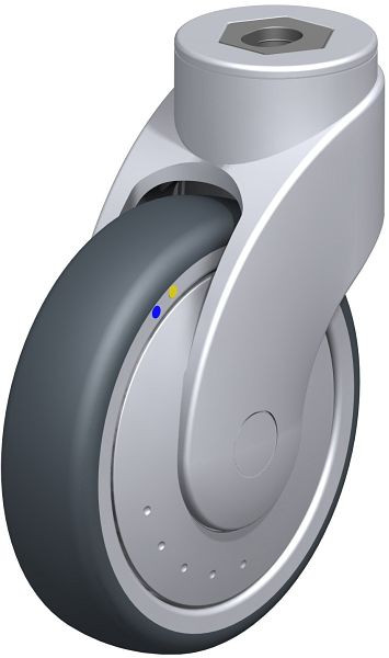 Blickle LWGXE-TPA 126XK-11-ELS-FK Kunststoff-Lenkrolle WAVE, rostfrei, mit Rückenloch, Thermoplastisches Gummi-Elastomer, Grau, 747064
