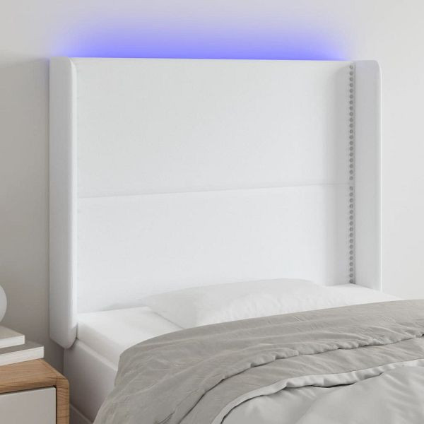 vidaXL LED Kopfteil Weiß 103x16x118/128 cm Kunstleder, 3123993