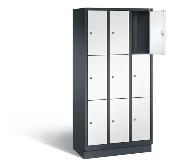 C+P Schließfachschrank Evolo, H1800xB900xT500mm, Farbe: Schwarzgrau / Verkehrsweiß, 48020-303 S10209