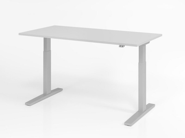 Hammerbacher Schreibtisch XMKA16, 160 x 80 cm, Platte: Grau, 25 mm dick, ABS-Dickkante, Rechteckform, VXMKA16/5/S