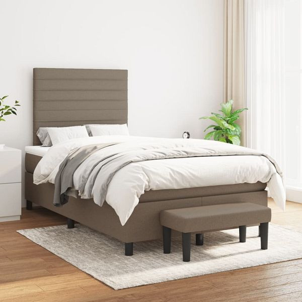 vidaXL Boxspringbett mit Matratze Taupe 120x200 cm Stoff, 3136665