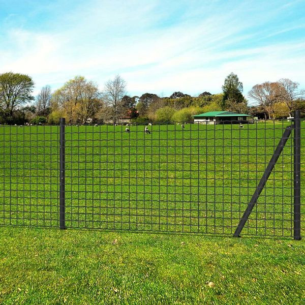 vidaXL Eurozaun Stahl 10 x 0,8 m Grau, Material: Stahldraht, PVC-beschichtet, 142464
