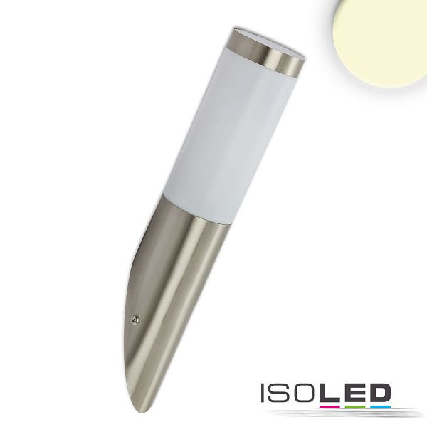 ISOLED Wandleuchte Edelstahl, IP44, warmweiß, mit E27 LED Leuchtmittel 9W, 115010