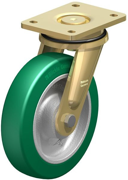 Blickle LS-GST 200K Stahlgeschweißte Schwerlast-Lenkrolle, schwere Drehkranz-Ausführung, Blickle Softhane®, Grün, 737990