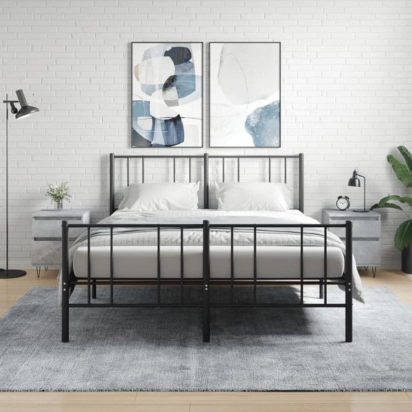 vidaXL Nachttische 2 Stück Betongrau 40x35x50 cm Holzwerkstoff, 830677