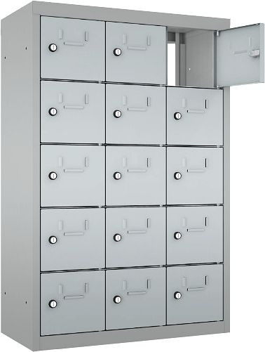 Eurobox Schließfach/Kantinenschrank, hängend mit Durchgang, 3 Abteile, 15 Fächer, 0906-025305