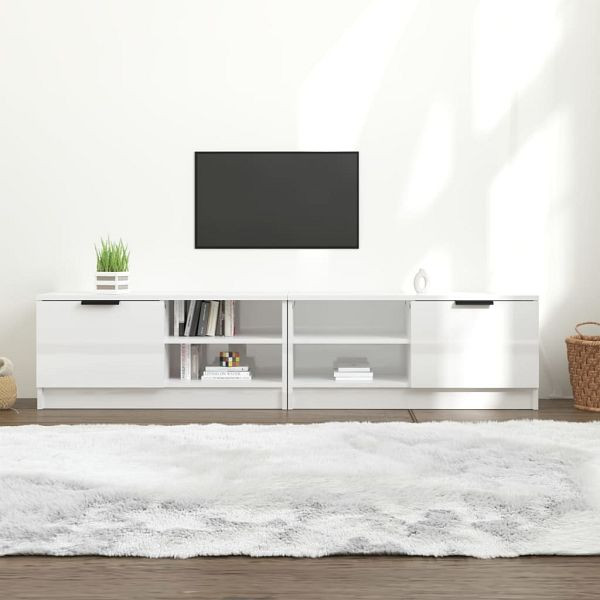 vidaXL TV-Schränke 2 Stück Hochglanz Weiß 80x35x36,5cm Holzwerkstoff, 811479