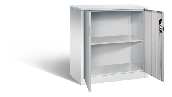 C+P Büroschrank Acurado, H1000xB930xT500mm, Farbe: Lichtgrau / Weißaluminium, Muldengriff, 2 OH, 9286-1200 S10351