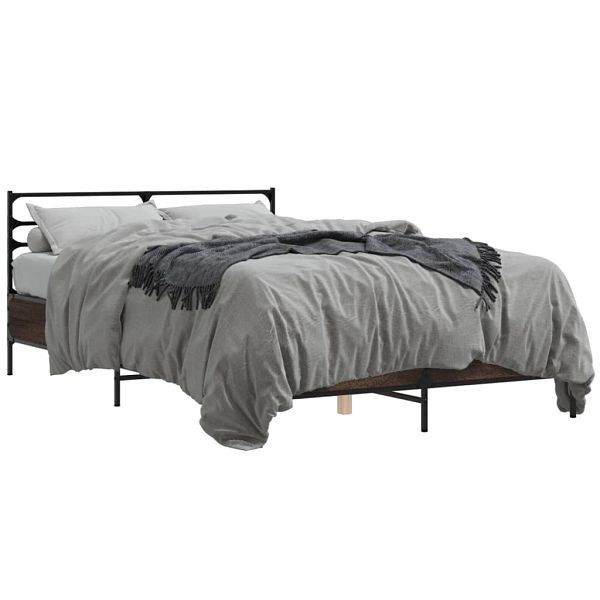 vidaXL Bettgestell Braun Eichen-Optik 140x200 cm Holzwerkstoff Metall, 3280046
