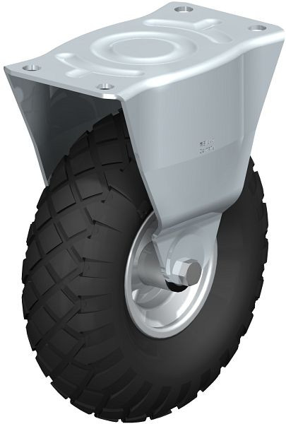 Blickle B-P 263R Stahlblech-Bockrolle, mittelschwere Ausführung, mit Anschraubplatte, Luftreifen, Schwarz, 62257