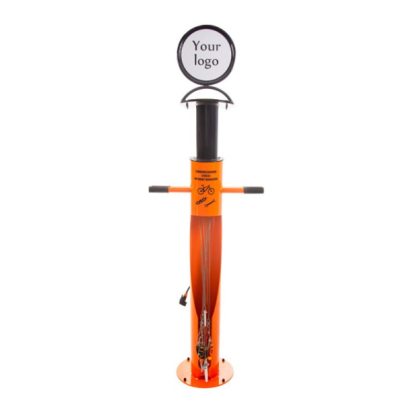 Stein HGS Fahrrad-Servicestation Modell BM2021, RAL 9005 - Tiefschwarz, Logo-Modul EM2003, 63679.0011