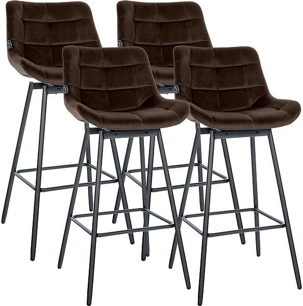 CLP Barhocker Weston Schwenkbar Samt, braun, VE: 4 Stück, 327343