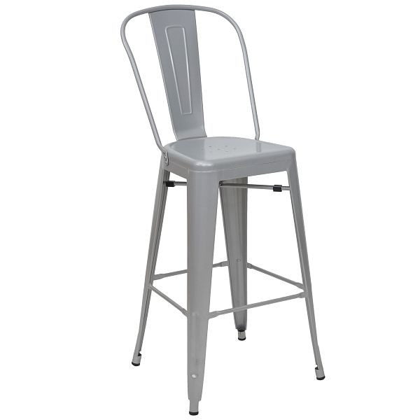 Mendler Barhocker HWC-A73, Barstuhl Tresenhocker mit Lehne, Metall Industriedesign, grau, 59868