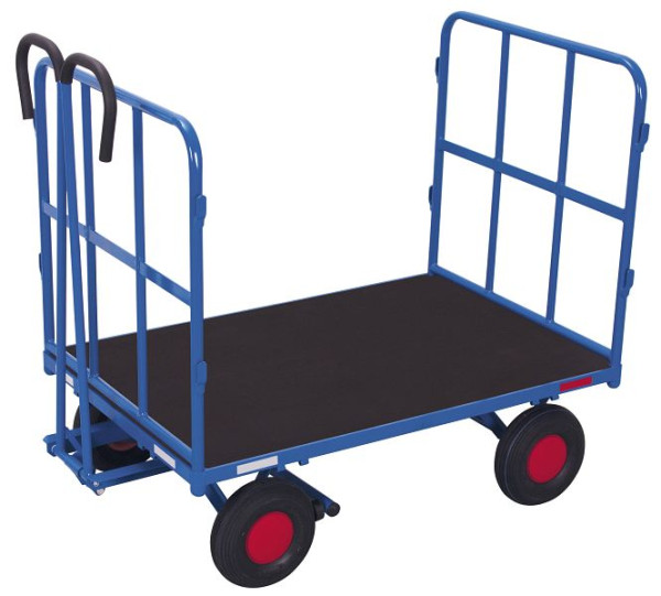 VARIOfit Handpritschenwagen mit 2 Rohrgitterwänden, Außenmaß: 1.120 x 715 x 1.200 mm, RAL 5010 enzianblau, Radsatz: Luftbereifung, zu-42120