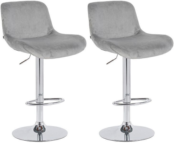CLP Barhocker Solon Chrom Samt, grau, VE: 2 Stück, 326594