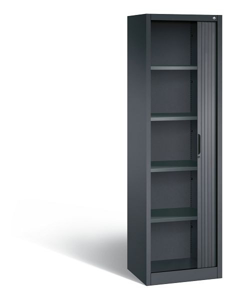 C+P Rollladenschrank Omnispace, H1980xB600xT420mm, Farbe: Schwarzgrau, Griffmulde, 5 OH, 3200-00L S10051