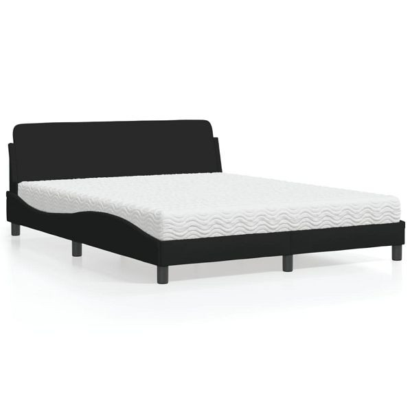 vidaXL Bett mit Matratze Schwarz 160x200 cm Stoff, 3208426