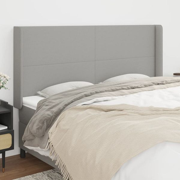 vidaXL Kopfteil mit Ohren Hellgrau 183x16x118/128 cm Stoff, 3119314