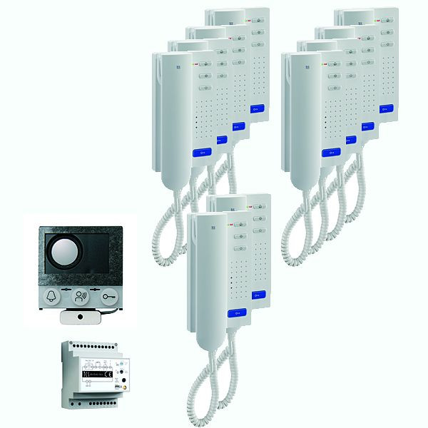 TCS audio:pack Einbau für 10 Wohneinheiten, mit Einbaulautsprecher ASI12000 + 10x Türtelefon ISH3030 + Steuergerät BVS20, PAIH100/004
