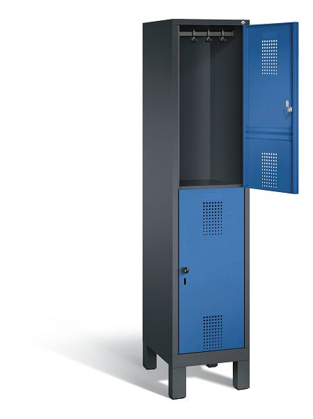 C+P Spind doppelstöckig Evolo, H1850xB420xT500mm, Farbe: Schwarzgrau / Enzianblau, 48310-12 S10022