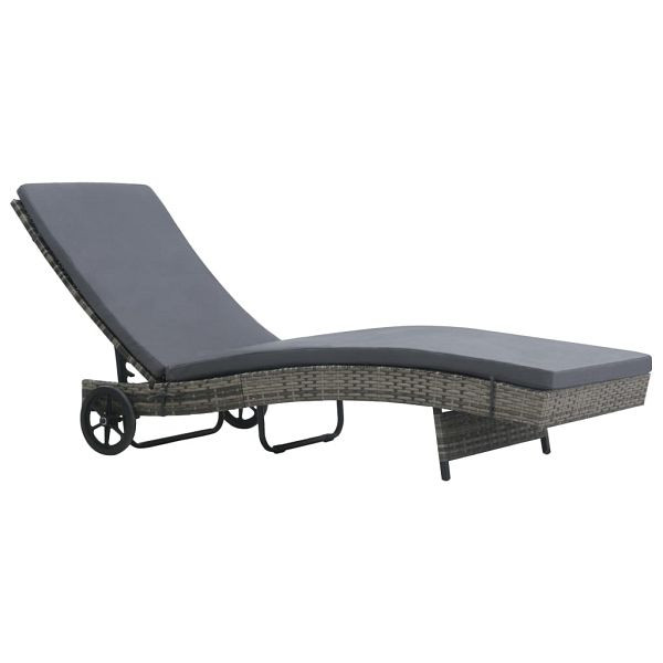vidaXL Sonnenliege mit Rädern und Auflage Poly-Rattan Anthrazit, 47753