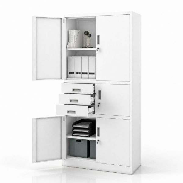 Jan Nowak Metall-Büroschrank mit Safe, Weiß, 900x1850x400 mm, FILIP II, 2283