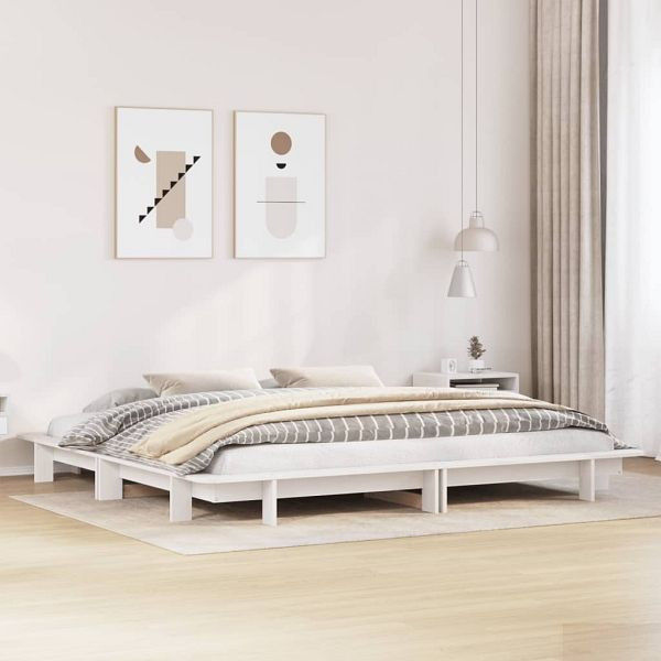 vidaXL Massivholzbett Weiß 200x200 cm Kiefer, Top-Qualität, 3302262