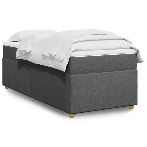 vidaXL Boxspringbett mit Matratze Dunkelgrau 90x200 cm Stoff, 3285346