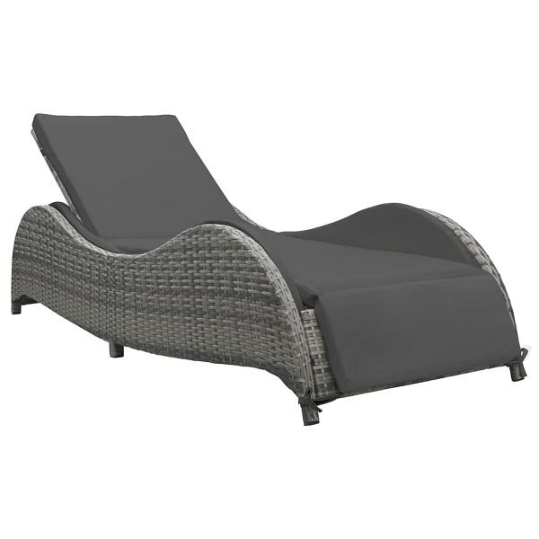 vidaXL Sonnenliege mit Auflage Poly Rattan Anthrazit, 49494