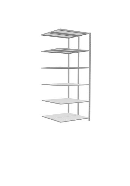 Schulte Anbauregal, Steck-Doppelregal MULTIplus250, 2500 x 1000 x (2x500) mm, 2x6 Fachböden, Längenriegel, RAL 7035 lichtgrau, 33256