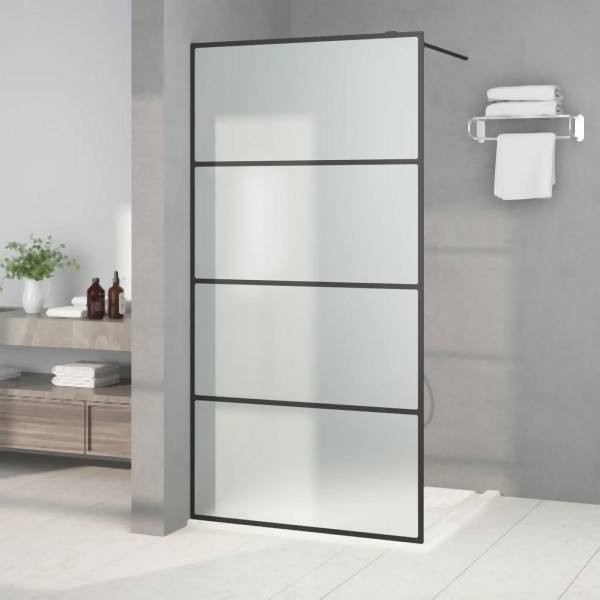 vidaXL Duschwand für Walk-In Dusche Schwarz 100x195 cm ESG Mattiert, 152132