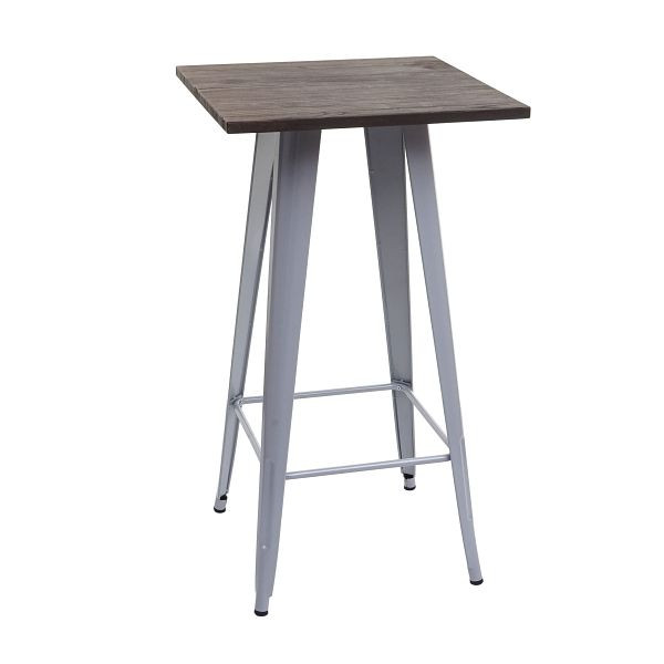 Mendler Stehtisch HWC-A73 inkl. Holz-Tischplatte, Bistrotisch Bartisch, Metall Industriedesign 107x60x60cm, grau, 70402