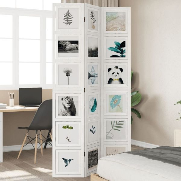 vidaXL 3-teilig Raumteiler Weiß Massivholz Paulownia, 358688