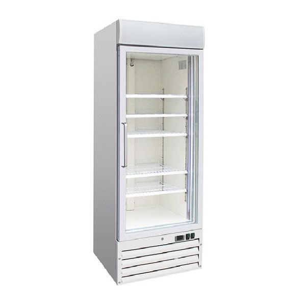 Gastro-Inox Display-Gefrierschränk aus weißem Stahl 600 Liter, Umluftkühlung, 204.211