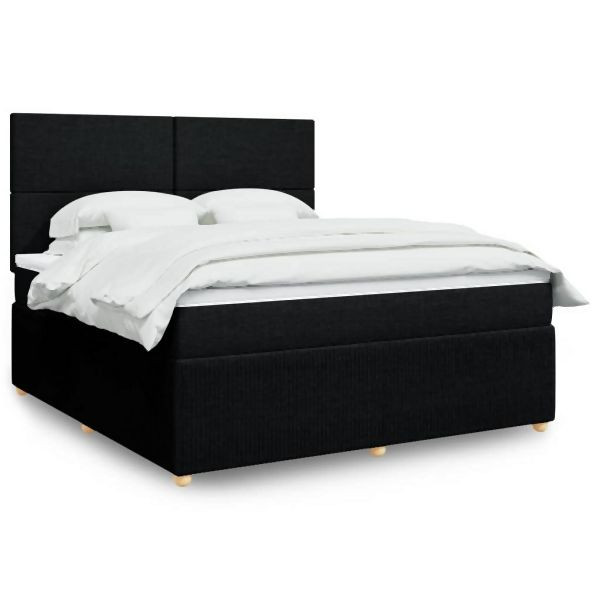 vidaXL Boxspringbett mit Matratze Schwarz 180x200 cm Stoff, 3292130