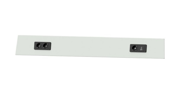 Ulmia Energiekanal Systemaufbau, Achsmaß 1441 mm, 1 x Schukosteckdose 230V 16A 2-polig, 2 x USB Lader, 999.207.0493, 4014641733223