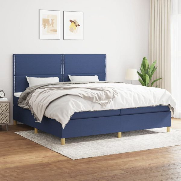 vidaXL Boxspringbett mit Matratze Blau 200x200 cm Stoff, 3142287