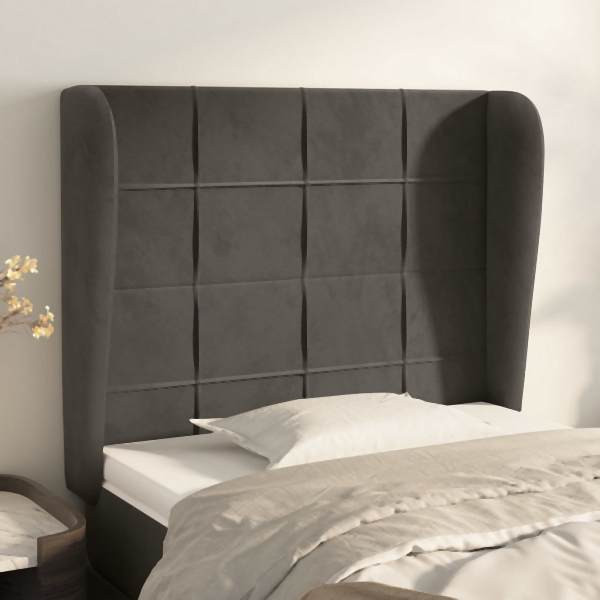 vidaXL Kopfteil mit Ohren Dunkelgrau 93x23x118/128 cm Samt, 3117993