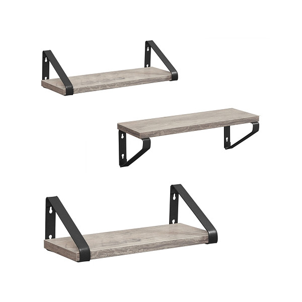 SONGMICS Wandregal, Schwarz, 40x12x11 cm, 35x12x11 cm, 30x12x11 cm, LWS033B02