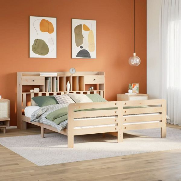 vidaXL Massivholzbett mit Regal ohne Matratze 180x200 cm Kiefernholz, 3309971