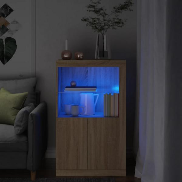 vidaXL Beistellschrank mit LED-Leuchten Sonoma-Eiche Holzwerkstoff, 836625