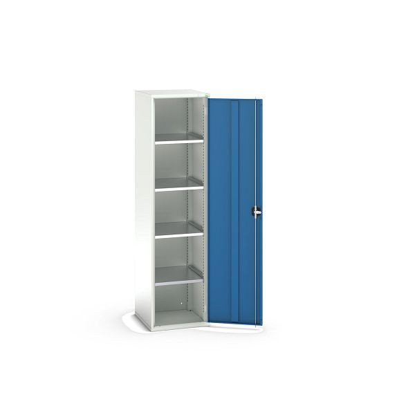 bott verso Flügeltürschrank, mit 4 Fachböden, BxTxH: 525 x 550 x 2000 mm, Lichtgrau / Enzianblau, 16926067.11