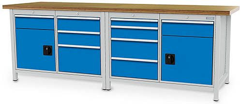 Bedrunka+Hirth Kastenwerkbank Serie 2500 R18-24, 4x150,1x300, 1x75, 1x125, 2x200 mm, Schubladen-Vollauszug 100%, 2500 x 750 x 959 mm, 03.25.2342V9